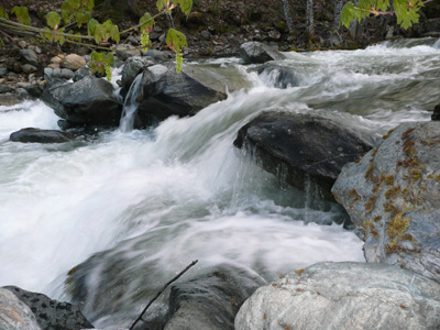 water falling over rocks adds oxygen